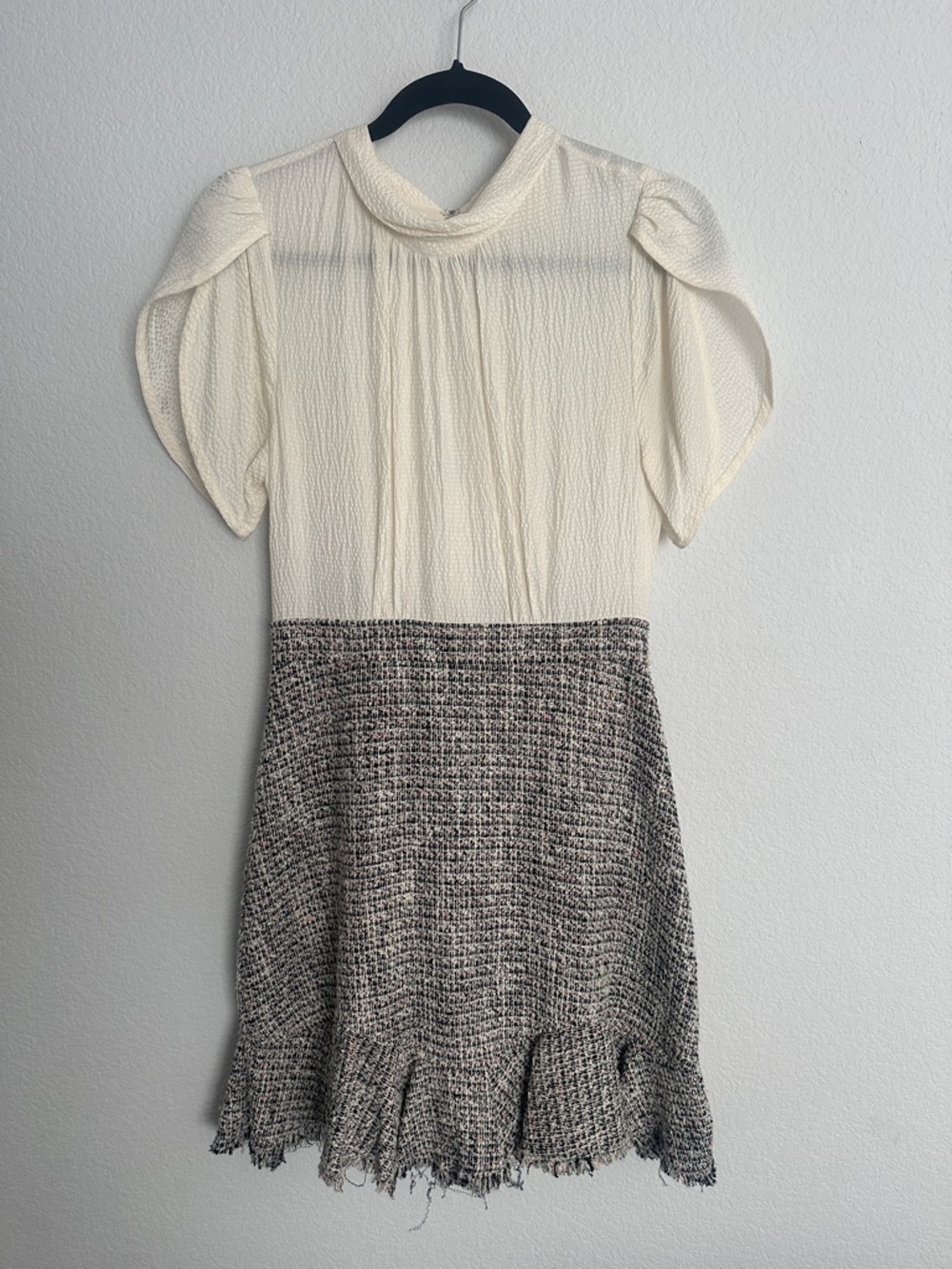 Rebecca Taylor petal sleeve silk and Tweed dress 4 - Picture 3 of 11